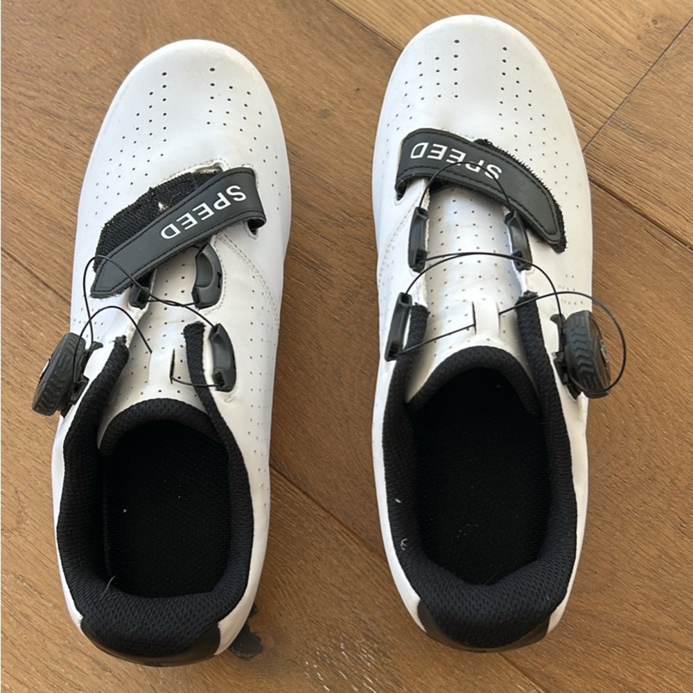 White and Black Cycling Shoes